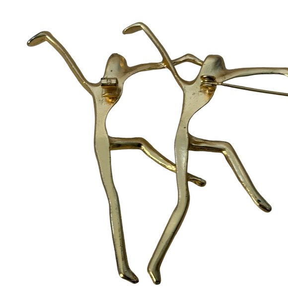 (10-231) Vintage Matte Gold Abstract 2 Dancers Brooch - Picture 5 of 8